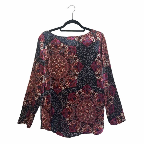 Peck &‎ Peck Velvet Shirt Size 10 Artsy Paisley Blouse Goth Dark Academia Witchy - Picture 4 of 8